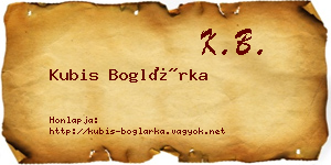 Kubis Boglárka névjegykártya
